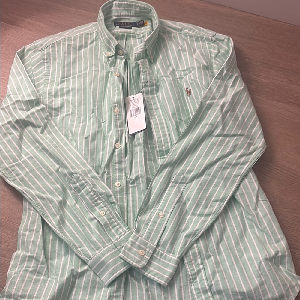 Ralph Lauren Men's Green Striped Shirt